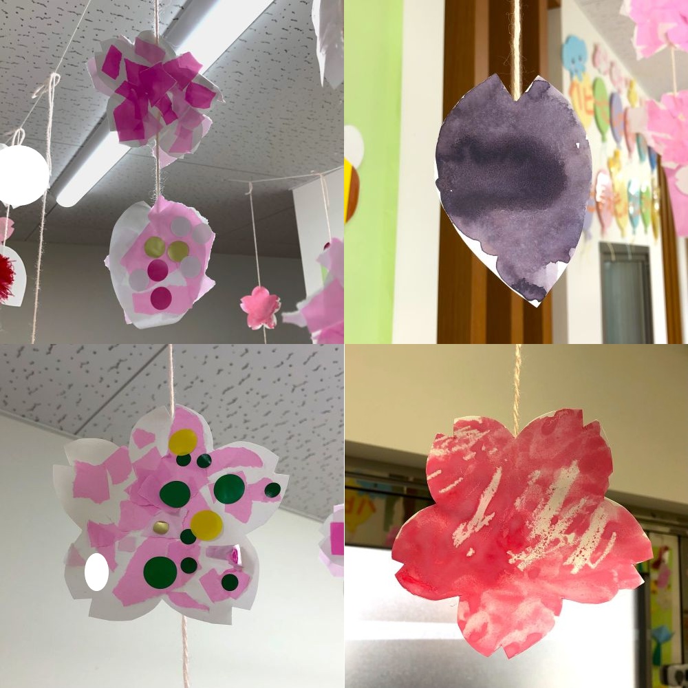 【西鉄二日市駅前】4月の壁面制作は桜です🌸